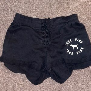 VS Pink Black Fleece Shorts
